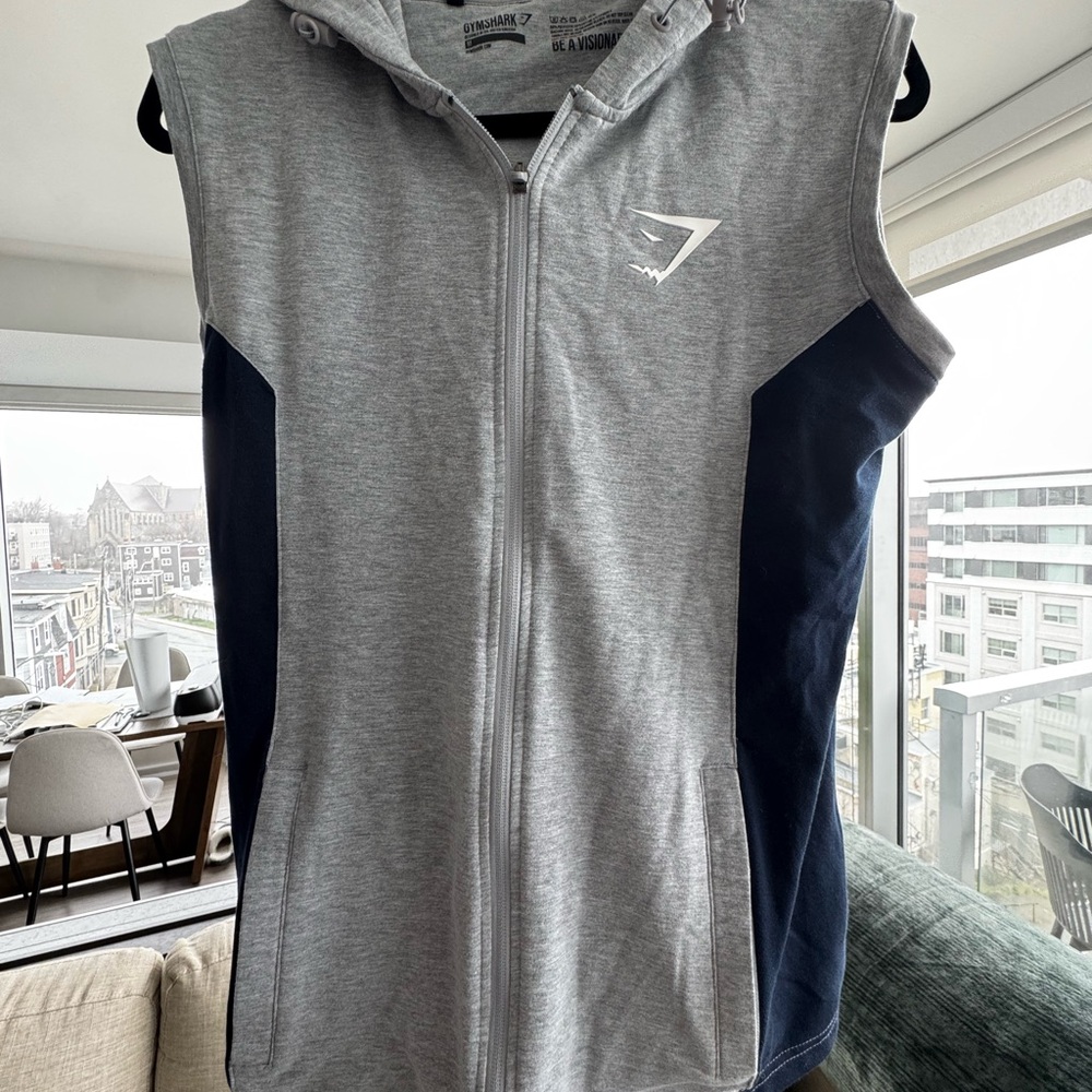 Gymshark Gray and Navy Vest Hoodie